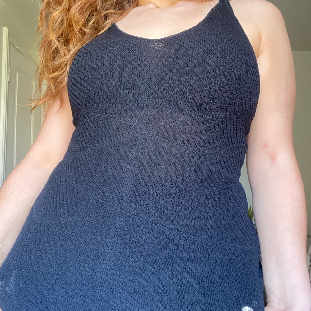 Versace Racer Back Black Knit Tank Top